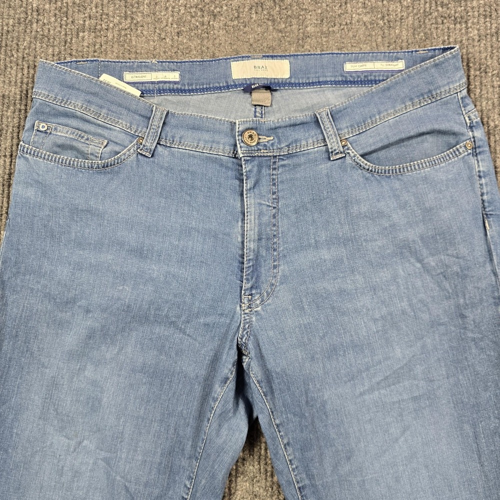 Brax Cadiz Jeans Mens 38x34‎ Light Blue Ultralight Straight Denim Blue Planet